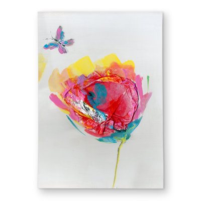 Colorful Flowers with Butterfly - Botanical Outdoor Area Rug