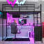 Lit mezzanine en métal noir avec bureau, tablettes à DEL et tablettes de rangement spacieuses avec éclairage DEL pleine grandeur, 4 options de tablettes --487563230