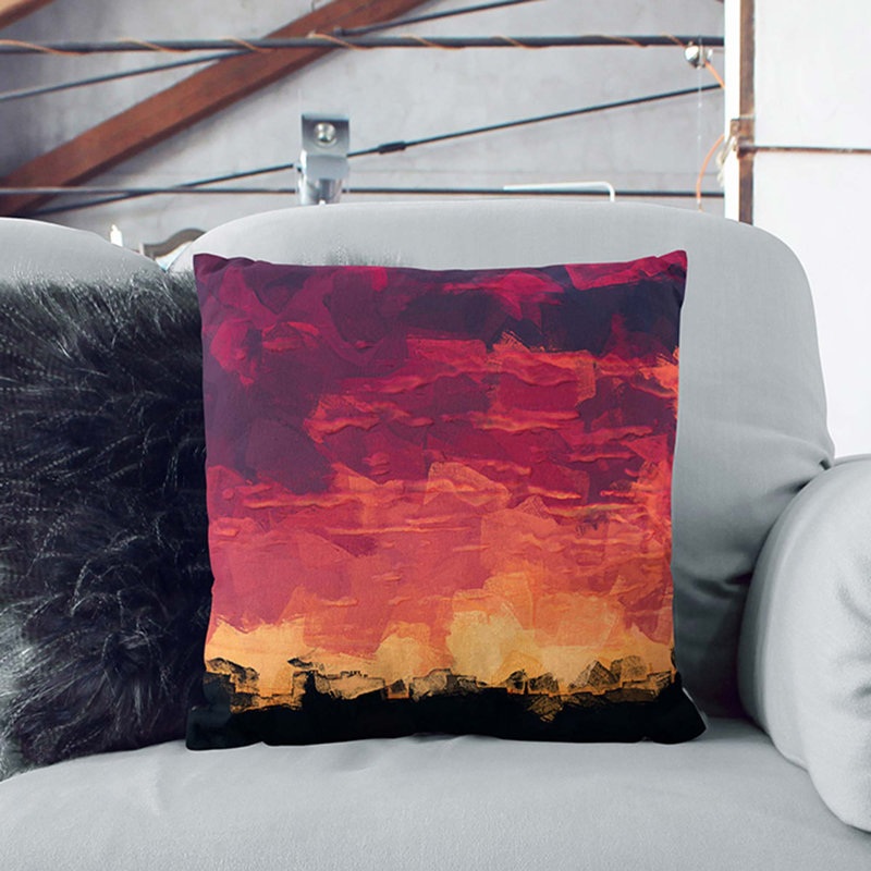 Flaming Skies in Abstract Cushion with Filling, 55cm H x 55cm W x 20cm D