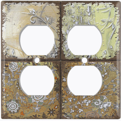 Flower Damask Faded Print 2 - Gang Toggle Light Switch Standard Wall Plate