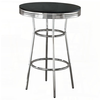 Black and Chrome Round Bar Table – Retro Soda Fountain Style