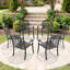Chaise de patio en aluminium coulé 6 pièces avec structure noire et coussins bruns-1597471813