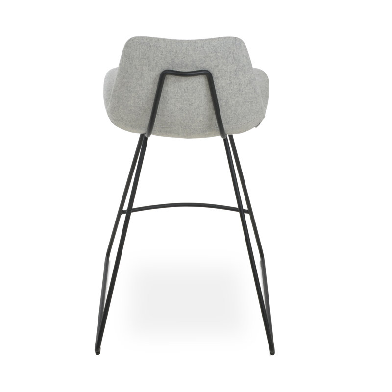 Tabouret Pera HB, Laine argentée, Noir, Tabouret de comptoir (assise de 24 po de hauteur)