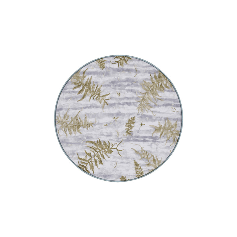 Tapis bleu soyeux et moelleux, Rond 3 pi