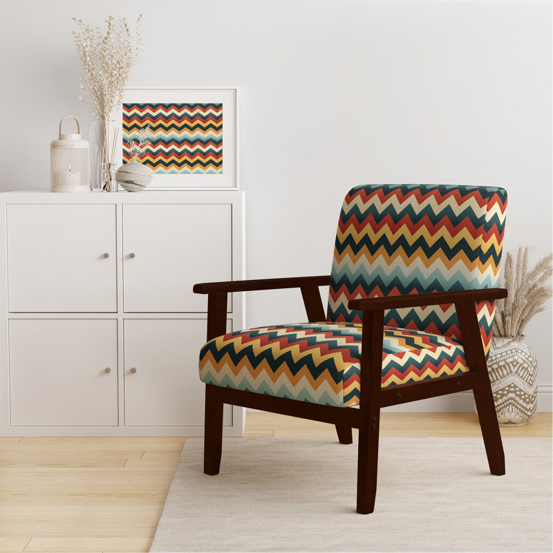 Cantina 23'' Wide Armchair, Multicolor Polyester, Brown Square Arms