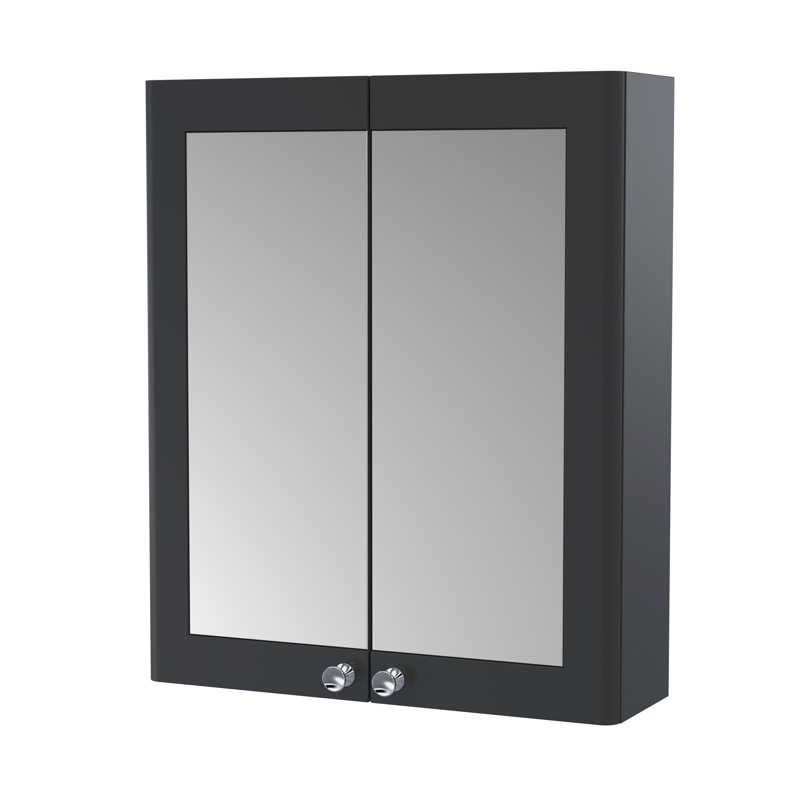 Classique 600mm W 715mm H Surface Framed Medicine Cabinet Mirror 1 Fixed, Satin Anthracite
