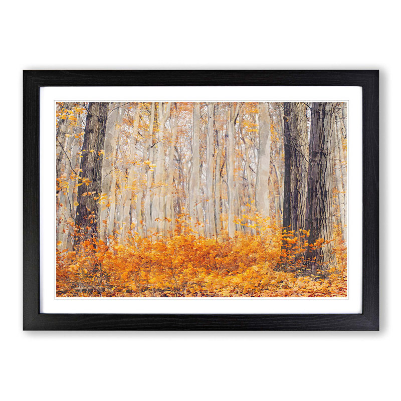 Orange Forest - Picture Frame Graphic Art Print on MDF, 62cm H x 87cm W x 2cm D, Black Framed