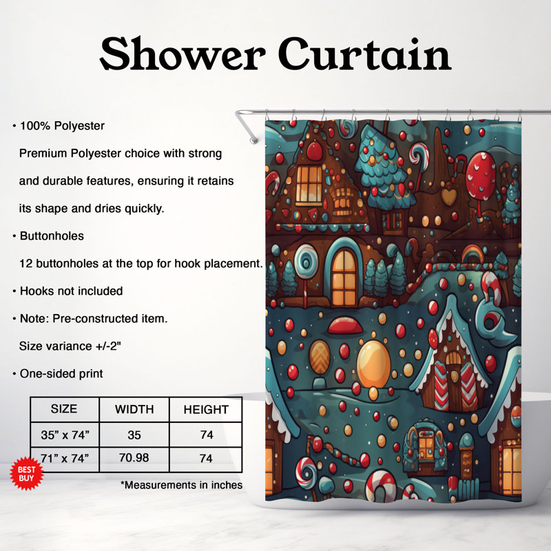 Gingerbread Retreat - Rideau de douche Premium, H 74 po x l 71 po