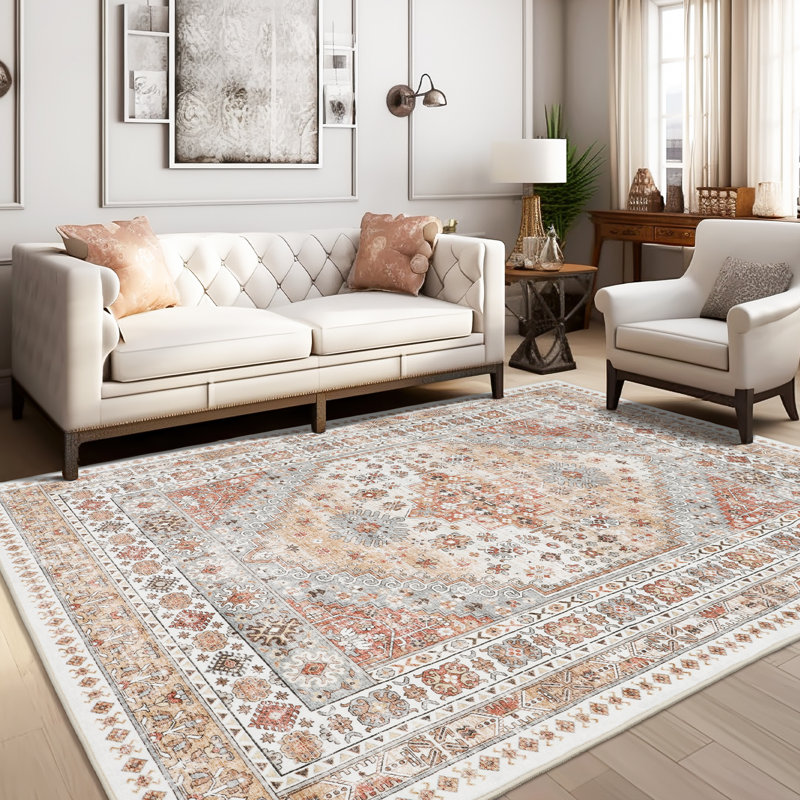 Tapis lavable antidérapant Medallion (orange), Rectangle 4pi x 6 pi