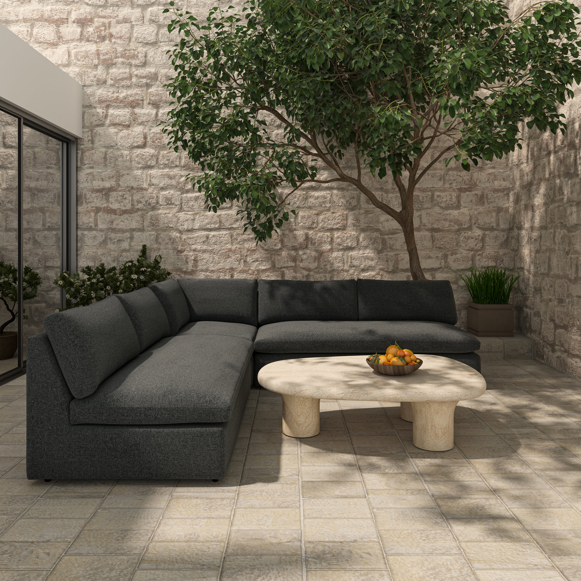Wilkie Outdoor Sofa Speckled, Charcoal
