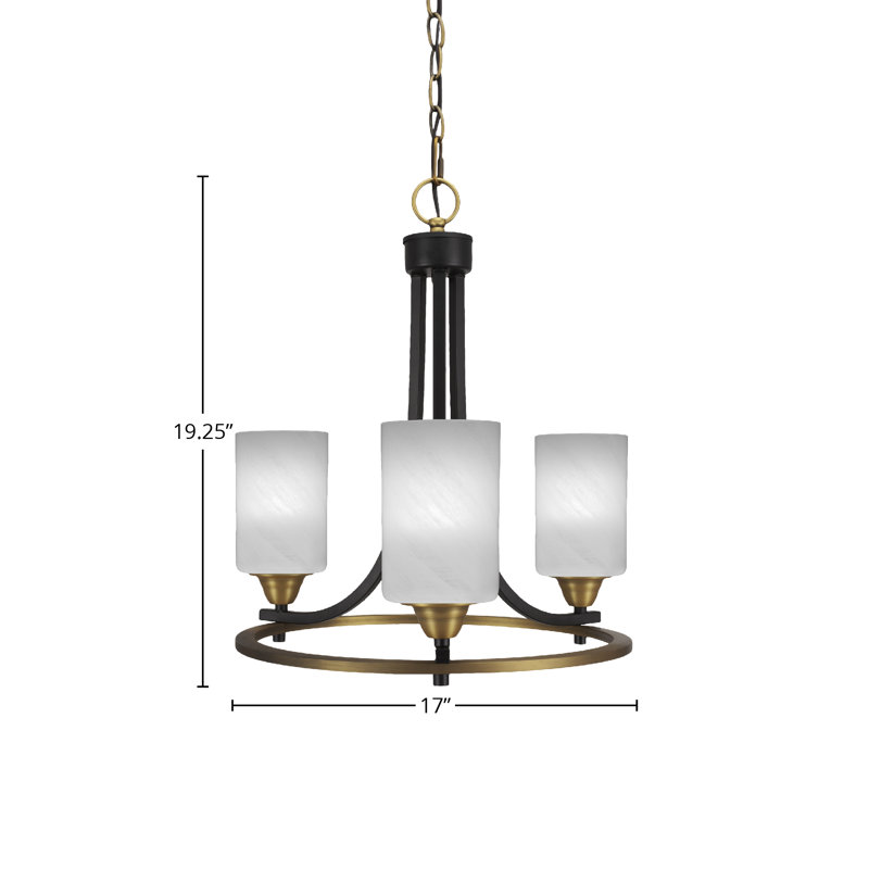 Lustre 8 lumières Dynah Paramount avec verre de marbre blanc 4 po, Noir mat / laiton