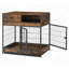 Furniture Dog Cage Crate With Double Doors ,Rustic Brown