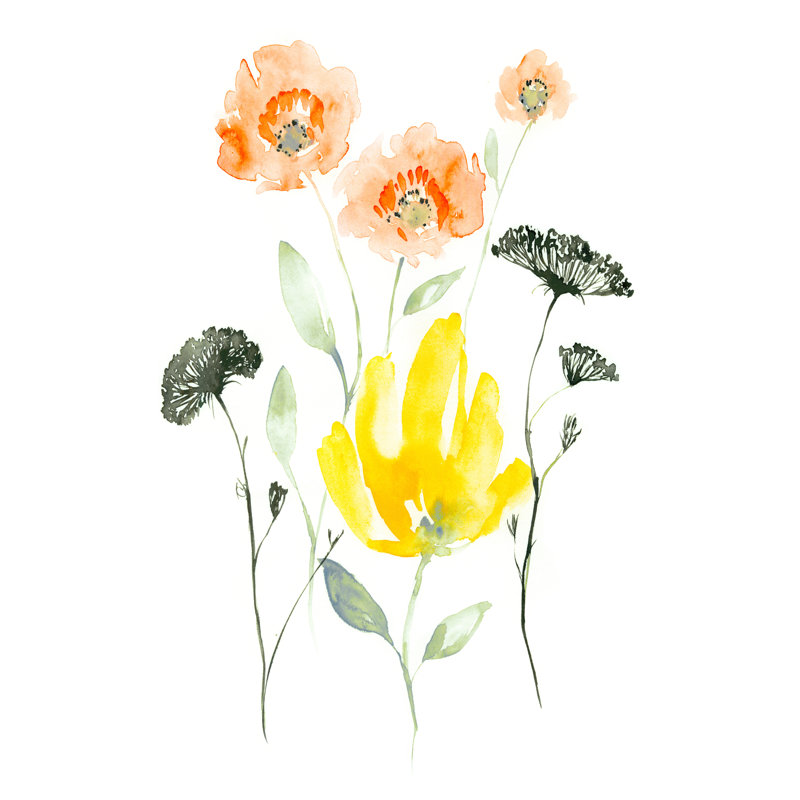 Bright Wildflowers I by Jennifer Goldberger - Wrapped Canvas Print, 46cm H x 30cm W