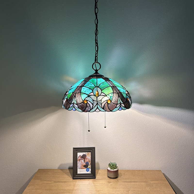 Ruya Bronze Stained Glass LED Hanging Lighting Fixture
