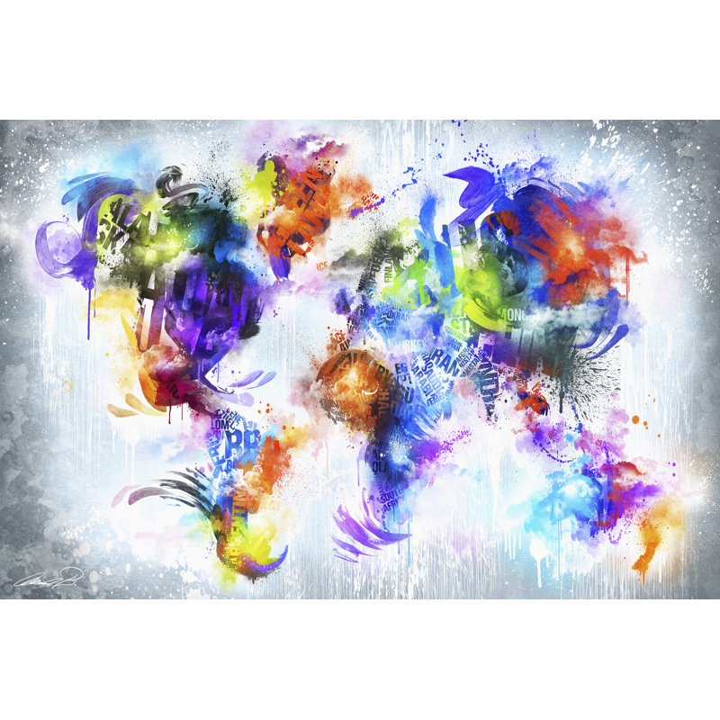 " Graffiti Globe " by Mikael B. Design, 24" H x 36" W x 1.25" D
