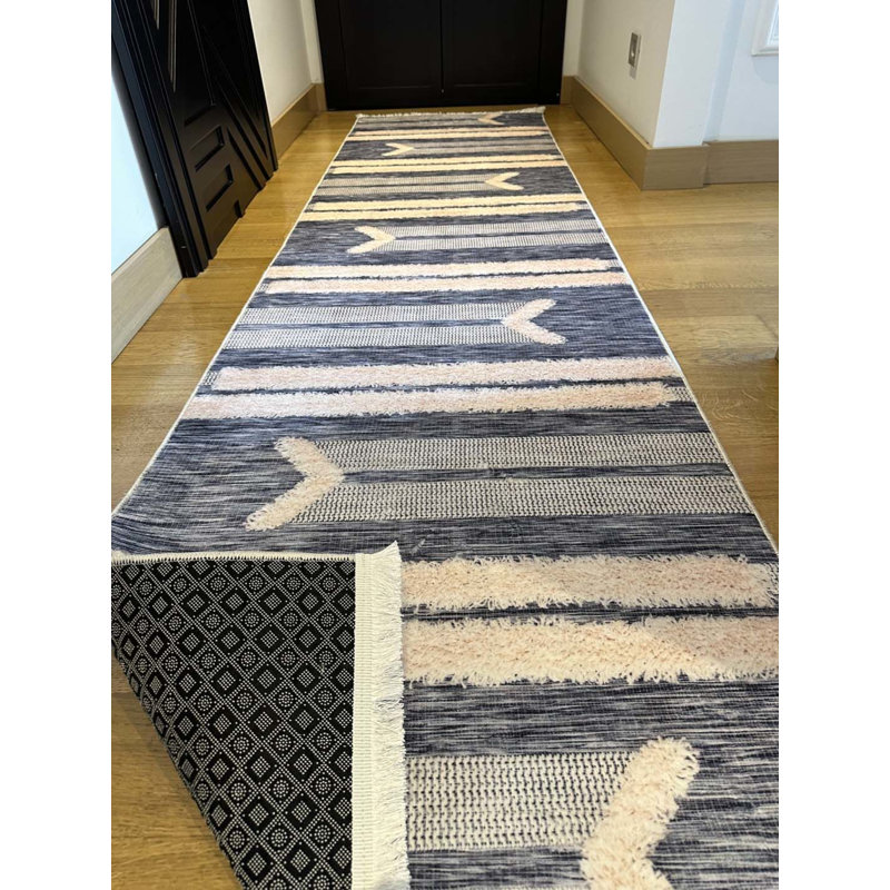 Tapis en coton avec envers antidérapant Lanney, Rectangle 5 pi 11 po x 16 pi 5 po
