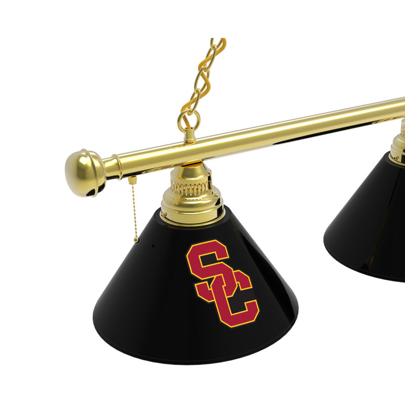 3 - Light Pool Table Lights Pendant, Brass, USC Trojans