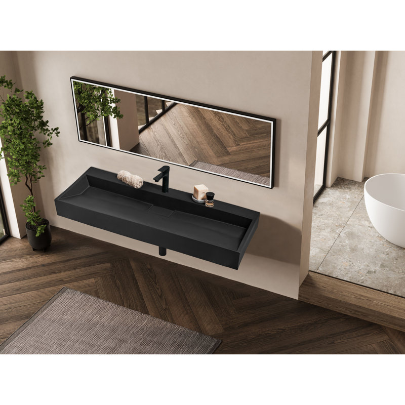 Wall Hung Basin QUENKO, 1200cm H x 460cm W x 120cm D, Black, 1