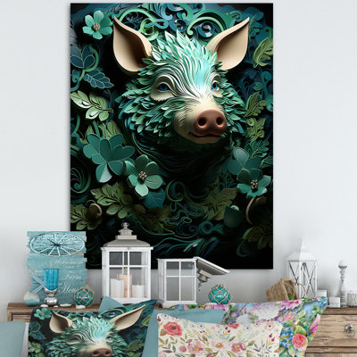 Emerald Flower Hog sur toile