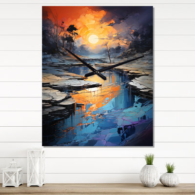 Green Orange Bold Abstract Flow Collage II - Abstract Collages Wall Clock Oversized
