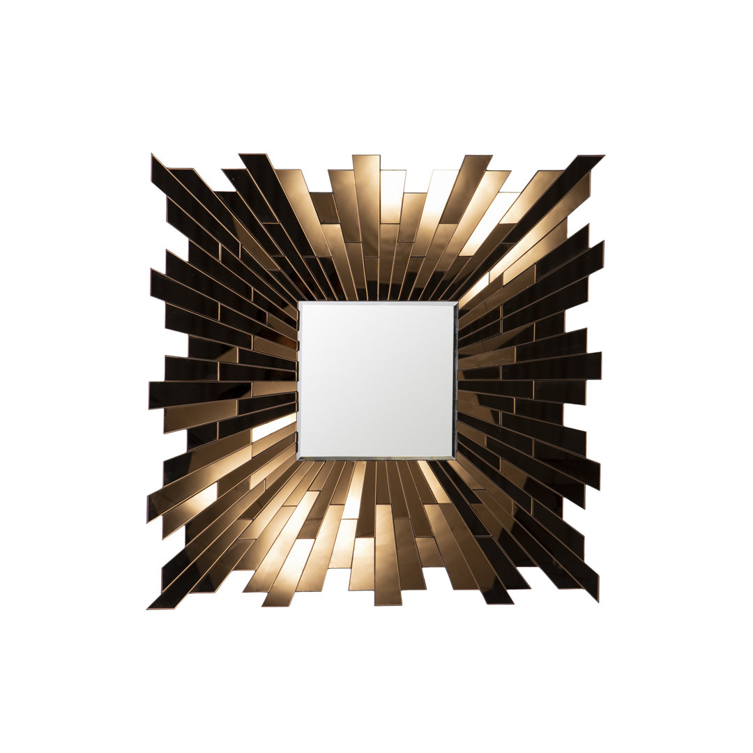Wood Framed Wall Mounted Accent Mirror in Brown