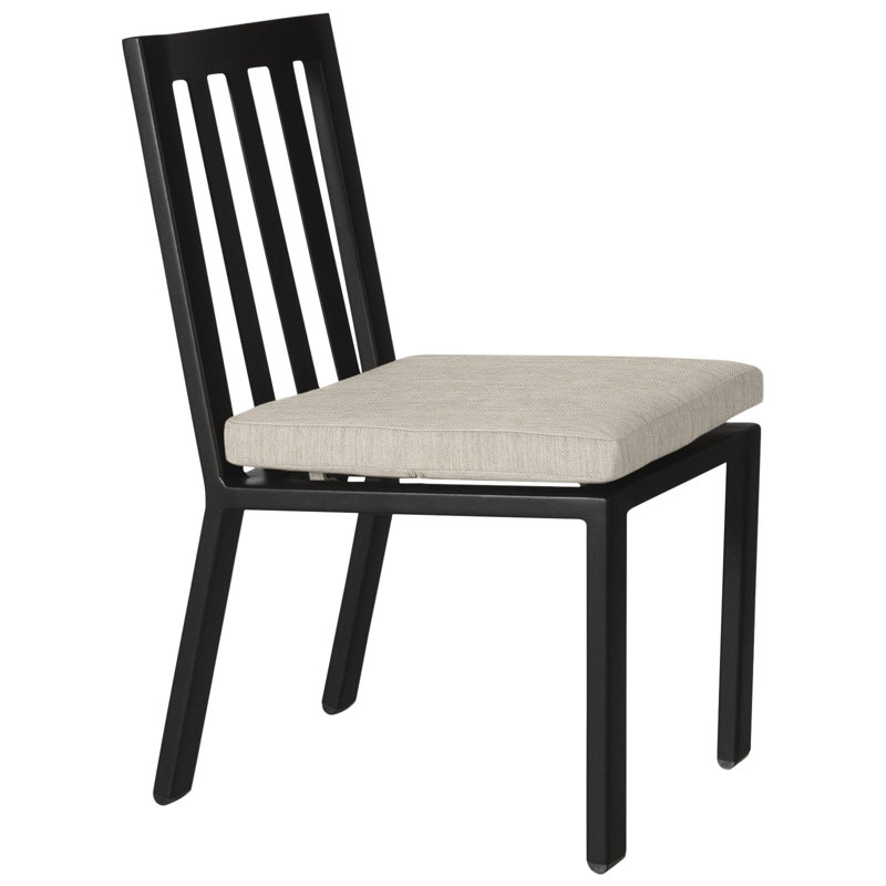 Aris Outdoor Dining Side Chair, Mainstreet Latte, Carbon Black