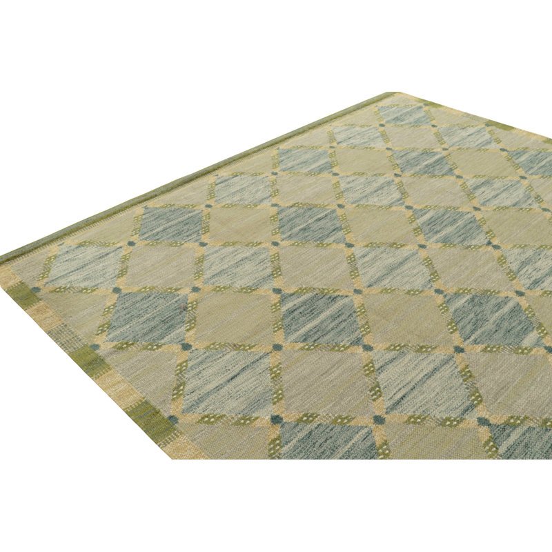 Candinavian Custom Rugs In Blue, Green Trellises By Rug & Kilim, Rectangle 10' x 14'