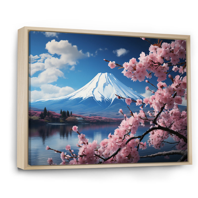 Bayala Asian Art Majestic Mont Fuji V, reproduction d'art sur toile, Cadre naturel flottant, H 16 po x l 32 po x P 1 po