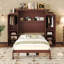 Grand lit pliable avec 2 grandes garde-robes et unités de rangement, cadre de lit en bois pour étagères murales ouvertes, chambre plateforme-47884211-47884213
