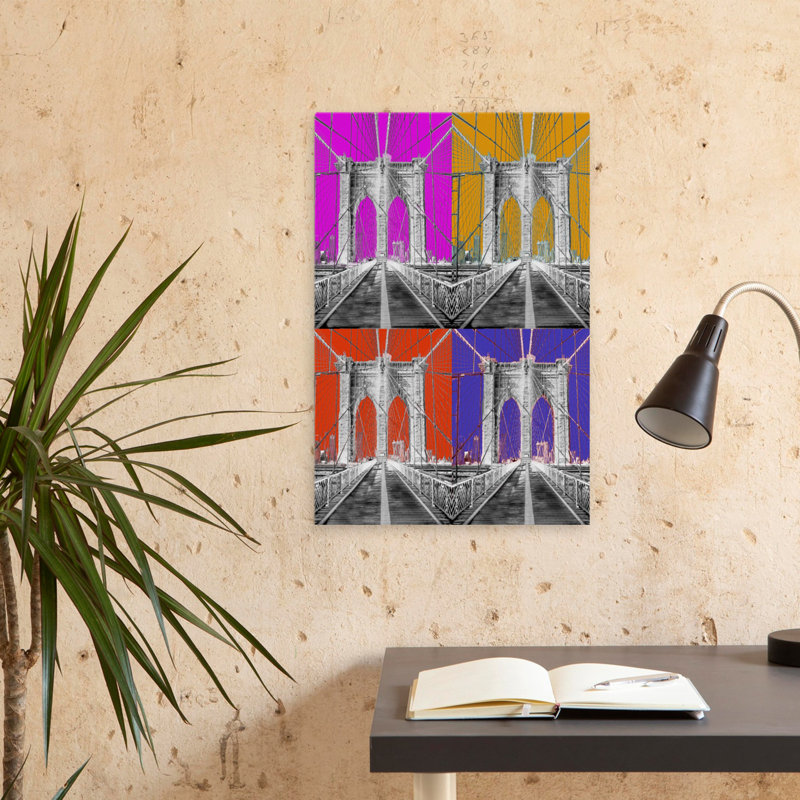 Pont de Brooklyn, paysage urbain moderne, art numérique minimaliste Moderne, H 24 po x l 16 po