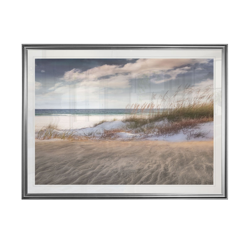 « out the sea herbe », reproduction, H 26 po x l 36 po x P 1,5 po, Cadre argenté