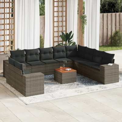  Ensemble de canapé de jardin modulaire en polyéthylène rotin gris