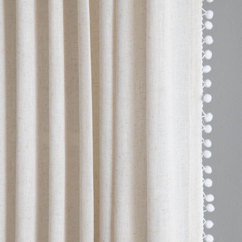 Wyola Polyester/Linen Light-Filtering Curtain Panel with Rod Pocket Top, 50" W x 84" L, 