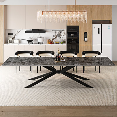 Cerinle 78.74'' to 110.24'' Extendable Rectangular Sintered Stone Dining Table for 8-10