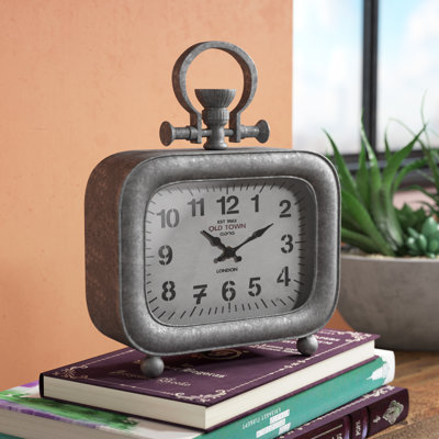 Industrial Analog Quartz Movement / Crystal Tabletop Clock in Gray