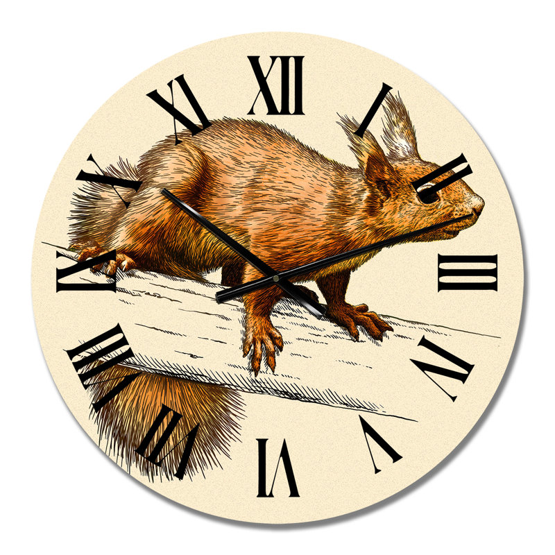 Écureuil rétro sur branche - horloge murale traditionnelle, Petit