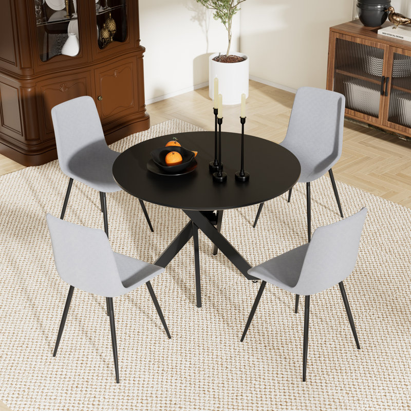 Table de cuisine et 4 chaises, Noir, noir, noir, noir, H 30 po x L 36 po x l 36 po