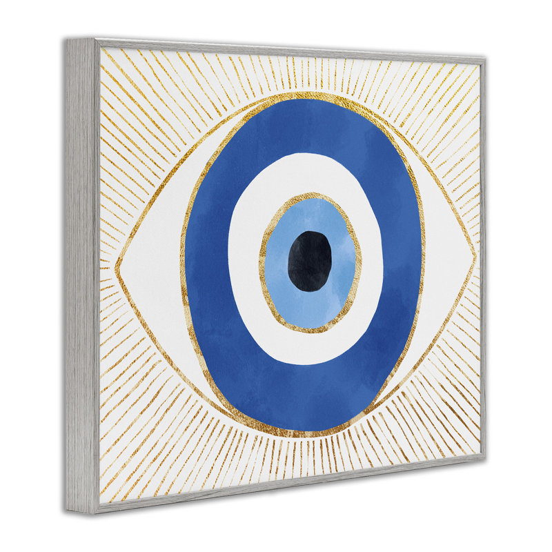 «Evil Eye Shape» rayé, symbole de Mati, estampe numérique texturée encadrée par Ziwei Li_aq-546, H 24 po x l 30 po x P 1,5 po