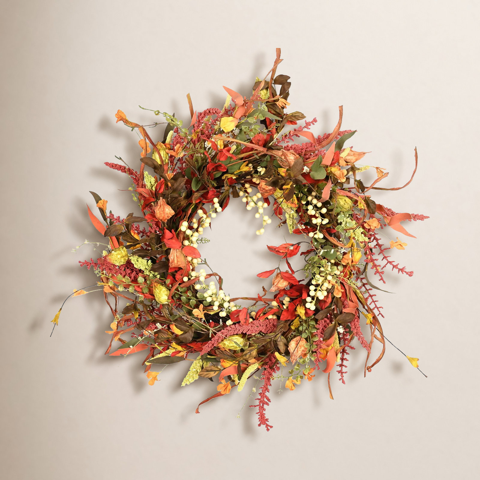 24" Farmhouse Fall Autumn Berry Front Door Wreath