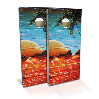 Ocean Sunset All-Weather Composite Cornhole Set