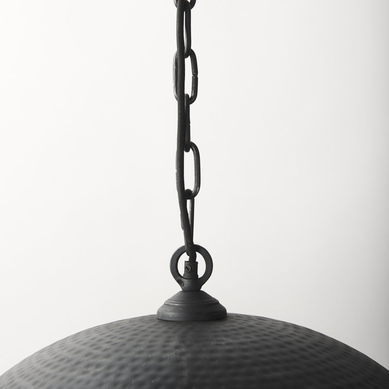 Cartie Hammered Metal Dome Pendant Light, Matte Black, Black, 17" H x 24" W x 24" D