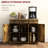 Sideboard Storage Cabinet, Rustic Brown With Solid Wood Countertop And 3 Drawers - Kitchen Cabinet Adjustable Shelves