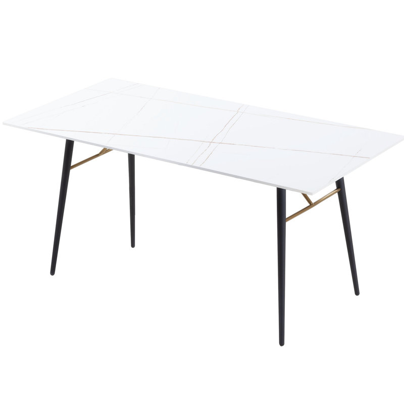 Quevon Ceramic Tile Rectangular Dining Table,dinning table,dining room table, White, 29.3" H x 31.61" W x 63.11" L