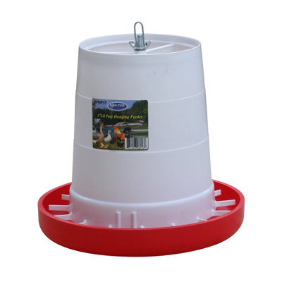 FARM-TUFF Durable Outdoor Hanging Plastic Automatic Poultry Feeder with Customizable Flow Rates for Chickens, 17lb Capacity