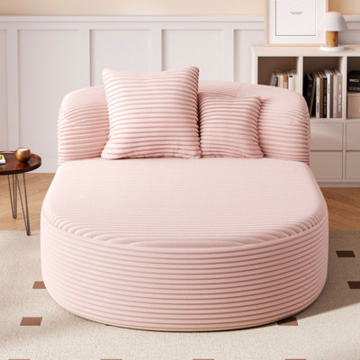 Canapé paresseux de 51,5 po, méridienne à la mode en velours côtelé, canapé à compression moderne avec 2 coussins