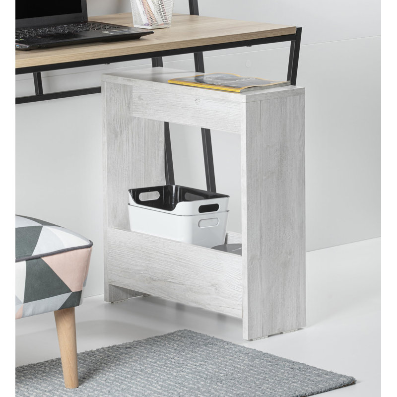 Side Table with Storage, White