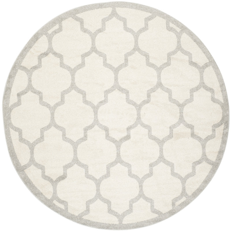 Ammundsen Geometric Beige/Light Gray Area Rug, Round 9'