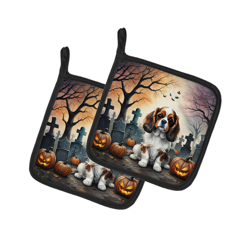Paire de supports à casserole Cavalier Spaniel Spooky Halloween