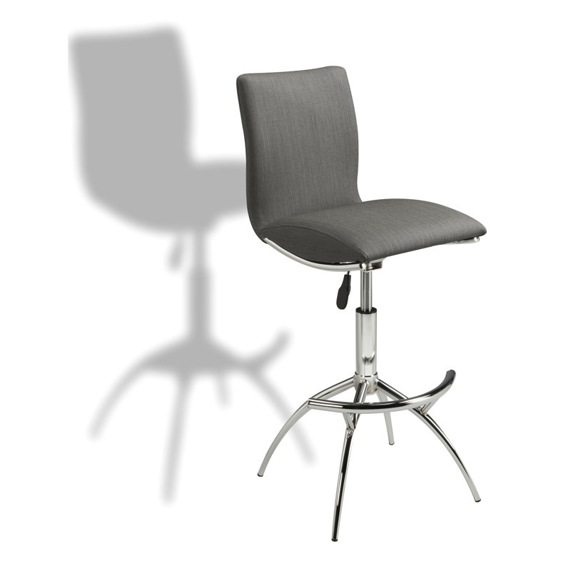 2 pièces de 2 tabourets de bar réglables modernes en gris avec support et siège de pu