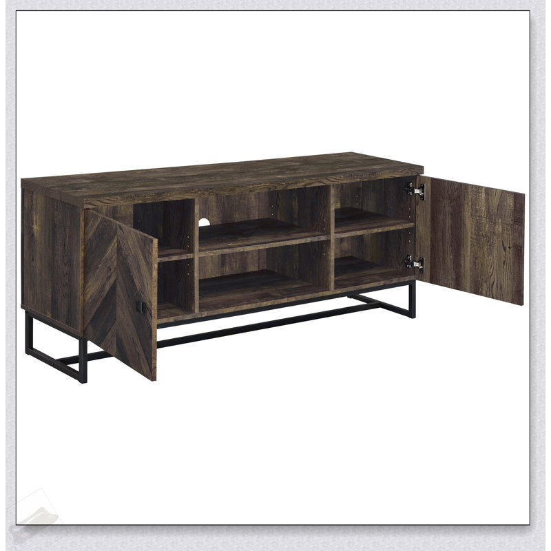 Console à 2 portes Chase en chêne rustique avec rangement spacieux et plateau spacieux pour les salons modernes
